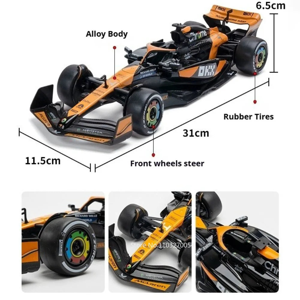 1:18 F1 Racing Car Diecast Alloy Model Toys Car Rubber Tire Front Wheel Steering Miniature Sports Car Boyfriend's Christmas Gift