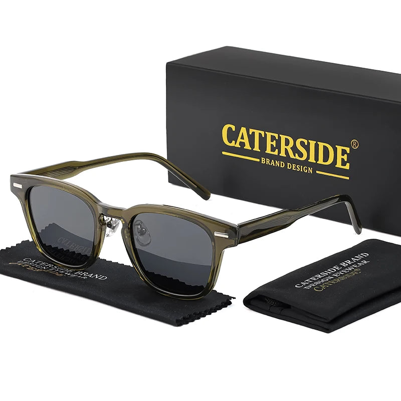 CATERSIDE Retro Square Polarized Sunglasses Men TR90 Frame High Quality Sun Glasses for Women Driving Fishing Party Eyewear