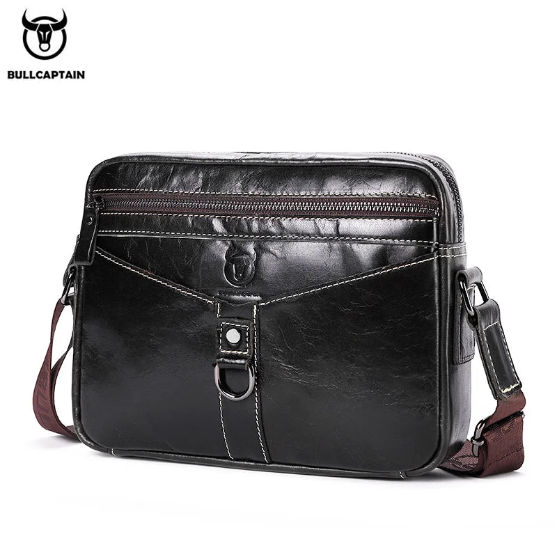 BULLCAPTAIN Genuine Cowhide Men's Shoulder Bag 2022 New Large Capacity Convenient Men's Bag Senior Fashion Men's Cross-Body Bag