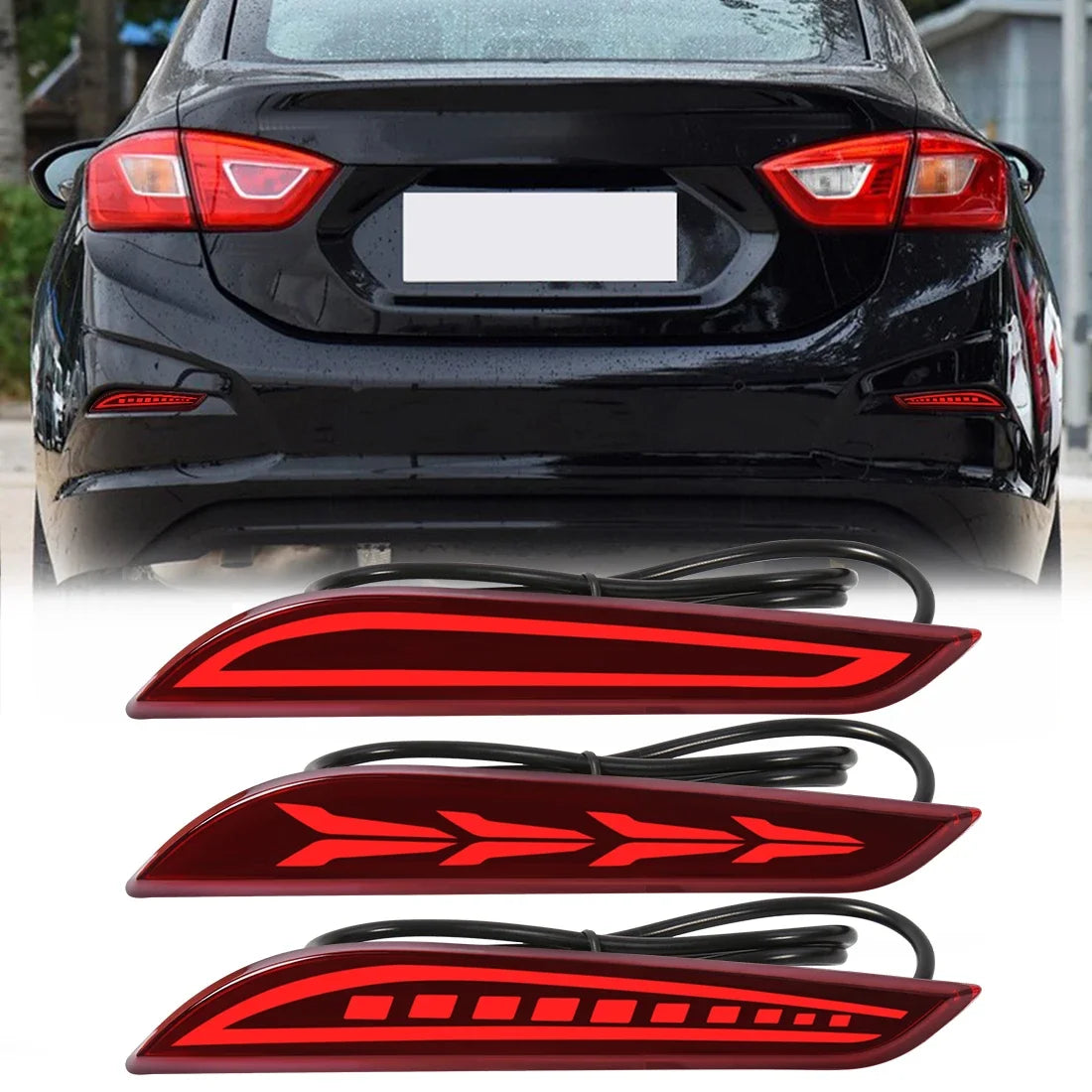 For Chevrolet Cruze 2017 2018 Car LED Rear Bumper Reflector Lights Dynamic Turn Signal Running Brake Warning Driving Lamp 12V