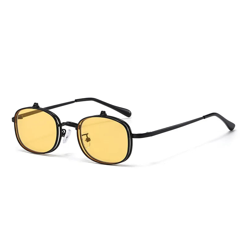 JNPCXI New Ins Popular Fashion Small Metal Square Women Sunglasses Retro Flip Lens Shades Men Outdoor Sun Glasses UV400