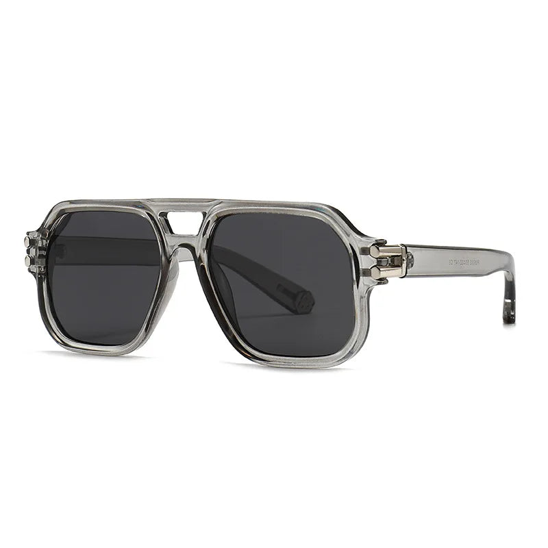 JNPCXI Polarized Fashion Square Sunglasses Men Gradient Shades UV400 Vintage Rivets Women Trending Sun Glasses