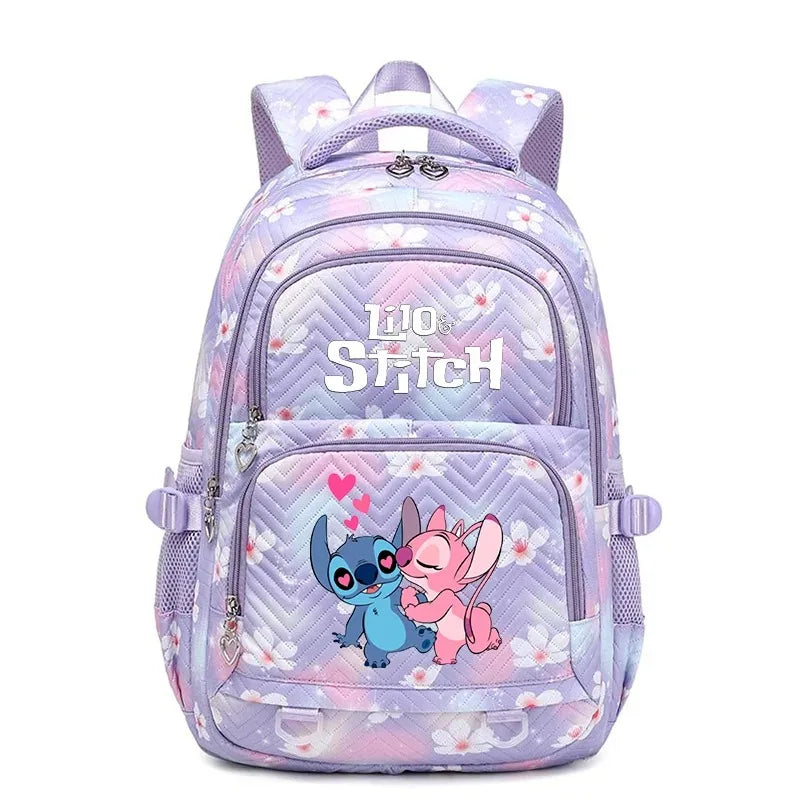 Purple Lilo Stitch Large Capacity Backpack Lightweight School Student Travel Bag