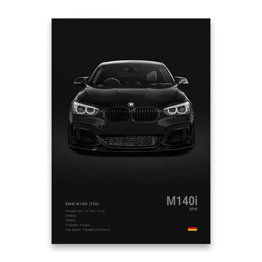 2016 BMW M140i Print Famous Brand Cars Canvas Wall Poster Room Decor