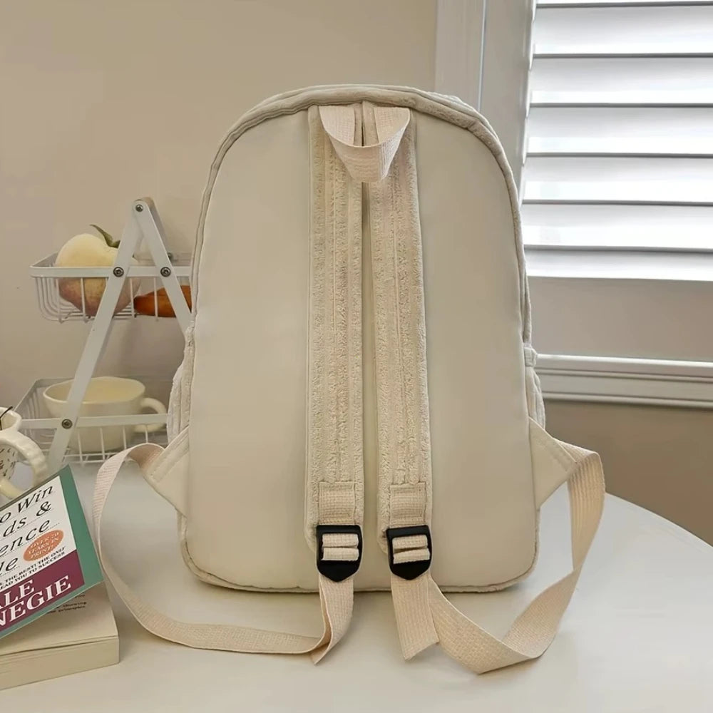 Korean Style Corduroy Backpack, Women's New Versatile Backpack, Student Travel Backpack, Large Capacity Backpacks for Commuting