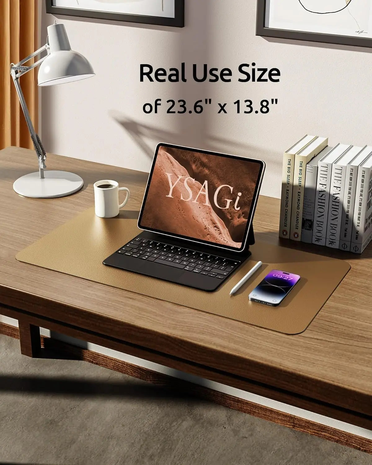 YSAGi Mouse Pad ,Leather Desk Protector, Office Mat, Large Mouse Mat, Non-Slip PU Leather Blotter, Laptop Waterproof Desk Pad