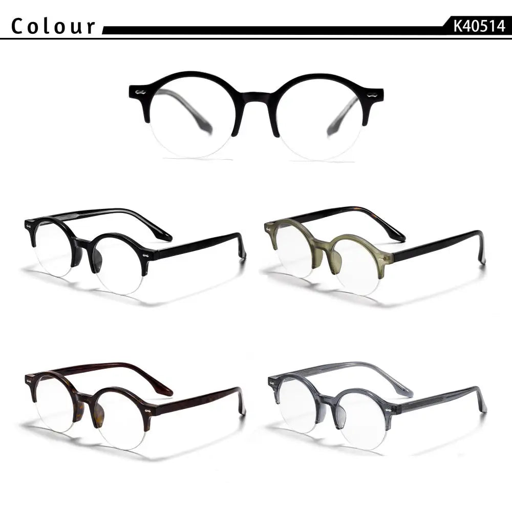 CATERSIDE Women's Prescription Glasses 1.56 Refractive Index Circular Lens Optical Glasses Men's Anti Blue Light Reading Glasses