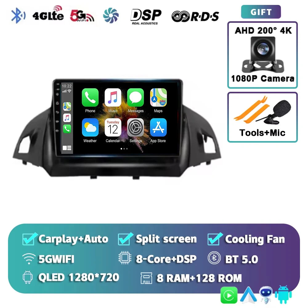 For Ford Kuga 2 Escape 3 2012 - 2019 Android 15 Car Radio Multimidia Video Player WIFI+4G 2din Navigation GPS Head Unit Stereo