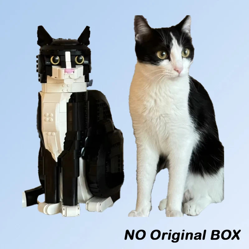 Cat Building Blocks Bricks Creative Cartoon Animal Assembly Educational Puzzle