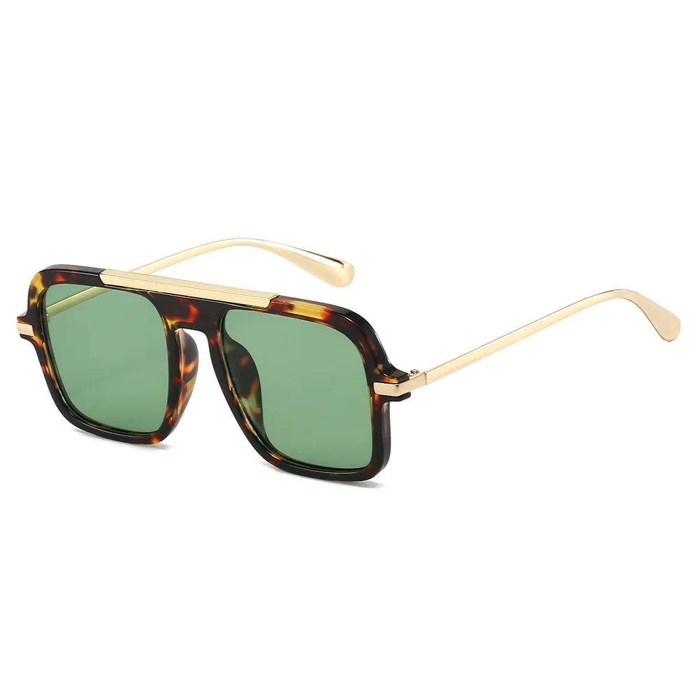 JNPCXI New Square Women Sunglasses Fashion Shades UV400 Retro Trending Leopard Green Gradient Men Sun Glasses