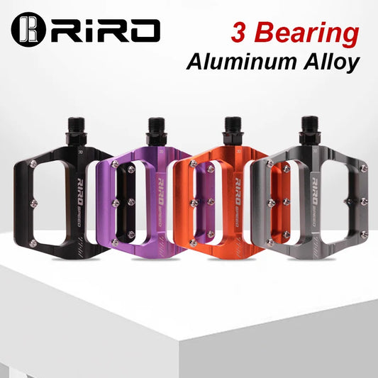 RIRO Bicycle Pedal 3 Bearing Anti Slip Mountain Road Bike Pedal Aluminum Alloy/Nylon Widen MTB Pedals Durable CNC Cycling Parts