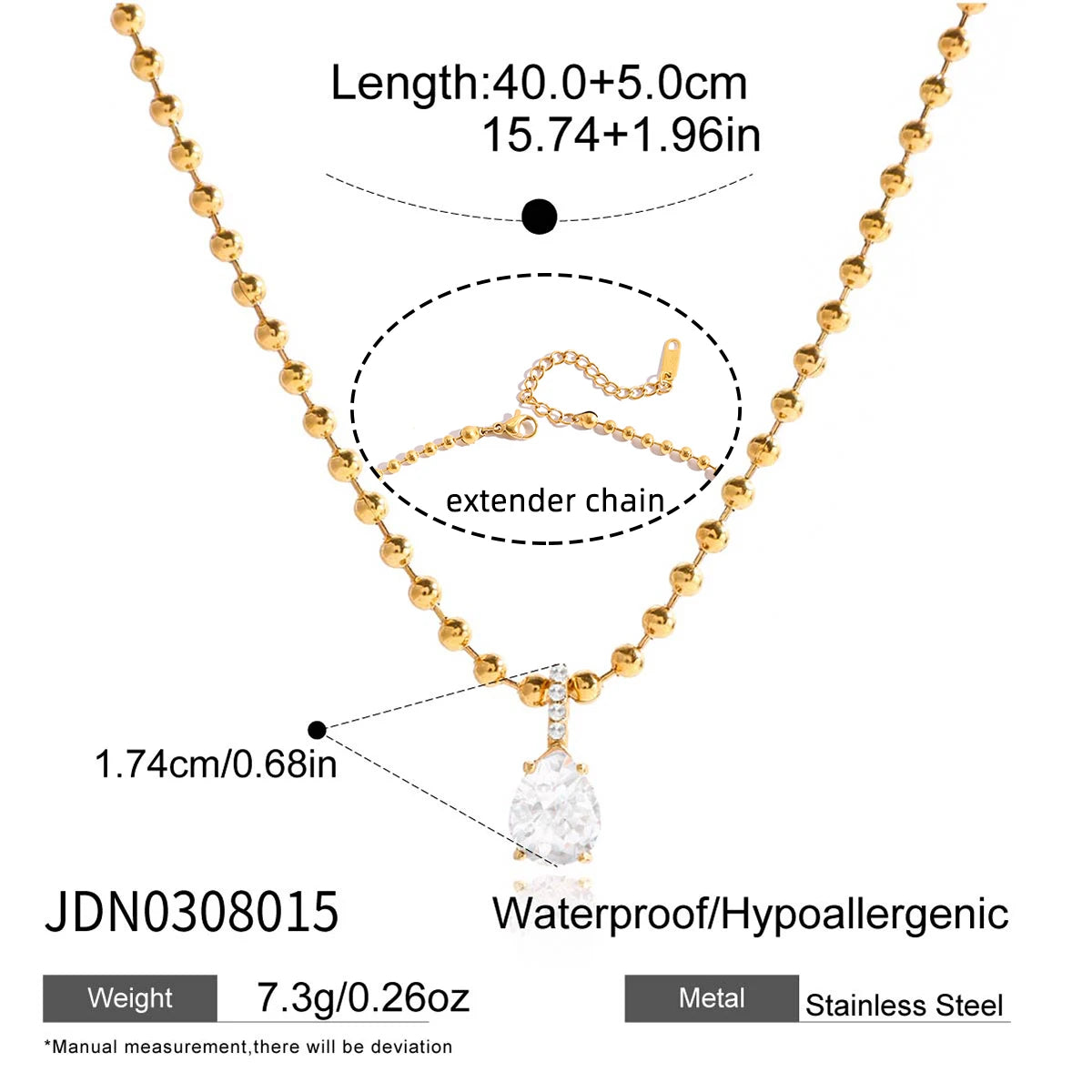 Uworld Delicate Wave-Shaped Stick Chain With White Zircon Paperclip Chain Y-Shaped Necklace For Women PVD Gold Plated Jewelry