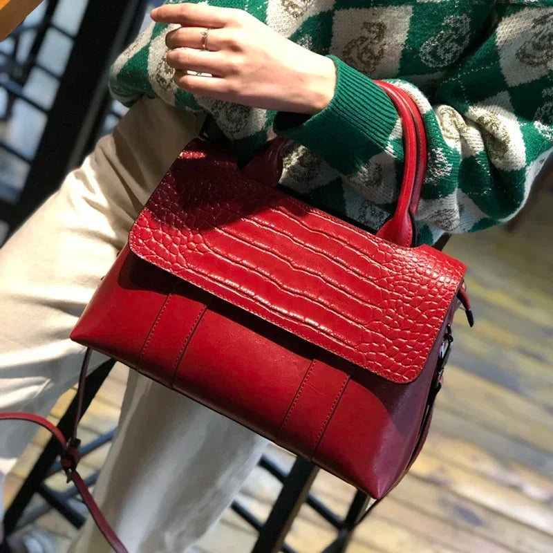 Women's Cow Real Leather Crossbody Bag Female Cowhide Designer Luxury Shoulder Bags Ladies Casual Retro Large Capacity Handbag