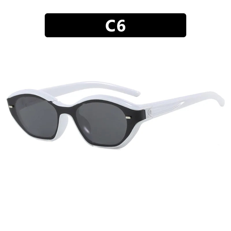 JNPCXI New Ins Popular Fashion Cat Eye Sunglasses Women Retro Jelly Colors Shades UV400 Trending Men Punk Rivets Sun Glasses