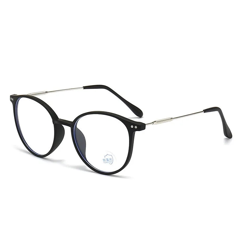 Anti-Blue Light Plain Glasses Ultra-Light Blush Cold Brown Color Korean Anti Radiation Eyeglasses Round Metal Frame