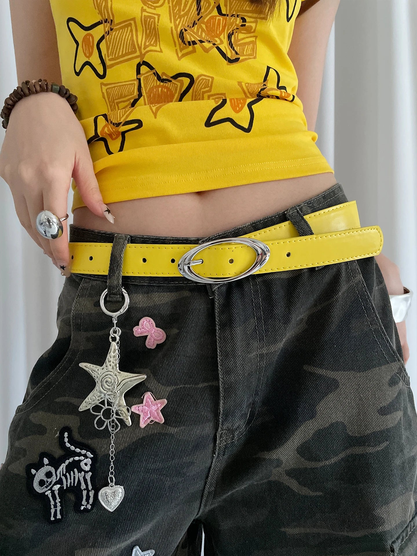New Korean Style Oval Alloy Button Women's Belt Decoration Dress Suit Jeans Simple And Versatile Belt