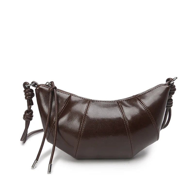 2026 new women's Mini cowhide leather Crossbody handbag luxury designer Lady commuting Shoulder Bag Oil Wax Leather Cowhorn bag