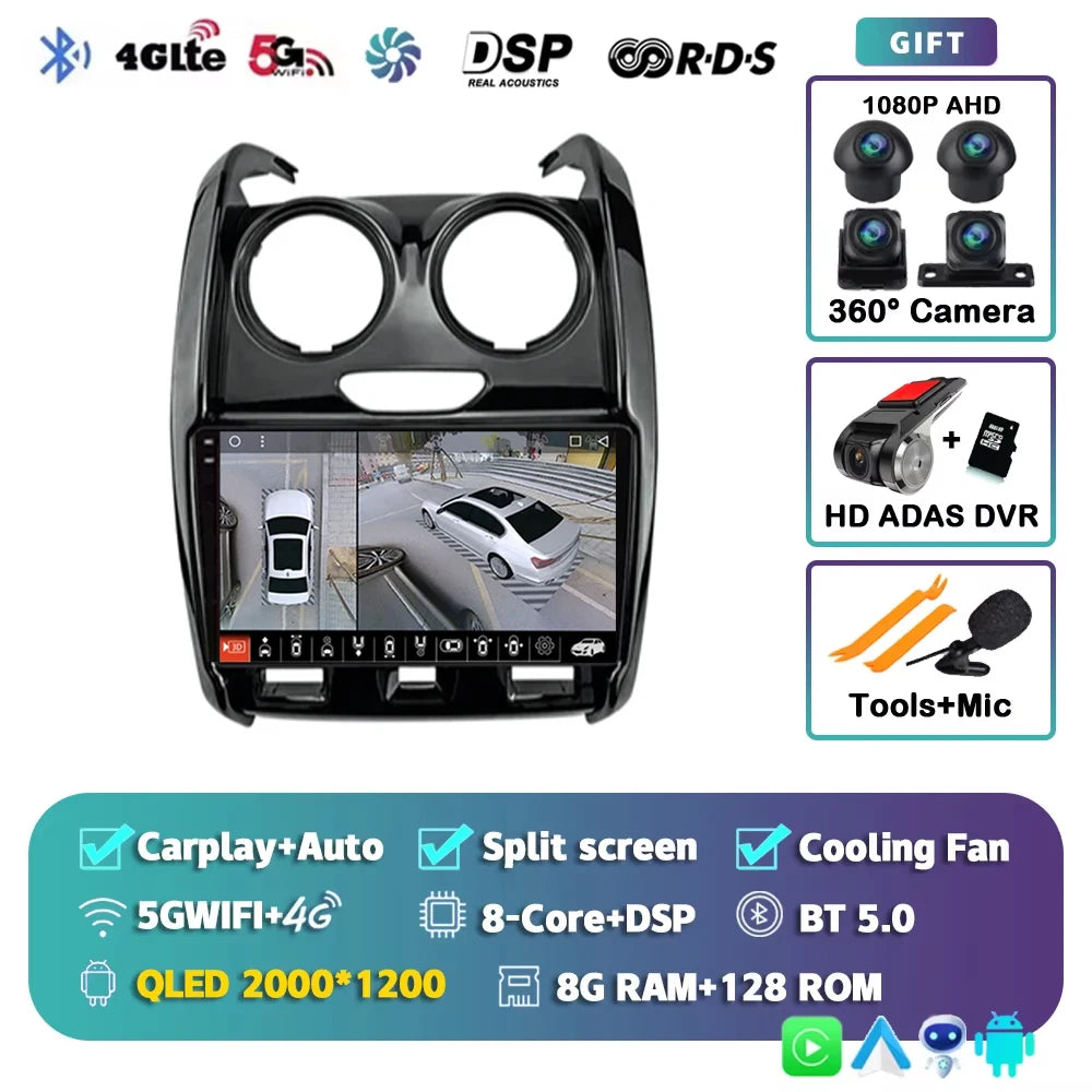For Renault Duster Dacia Duster 2015 - 2021 For LADA Largus 2021 Android 15 12+256GB Car Radio Carplay Auto Multimedia Stereo 4G