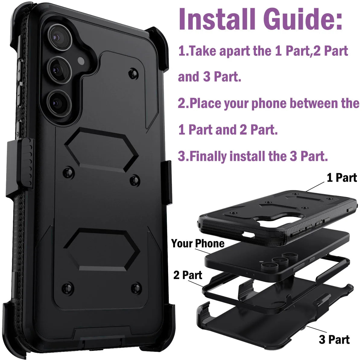 Samsung Galaxy S24/S24+/S24 Ultra/S24 FE Rugged Shockproof Heavy Duty Phone Case