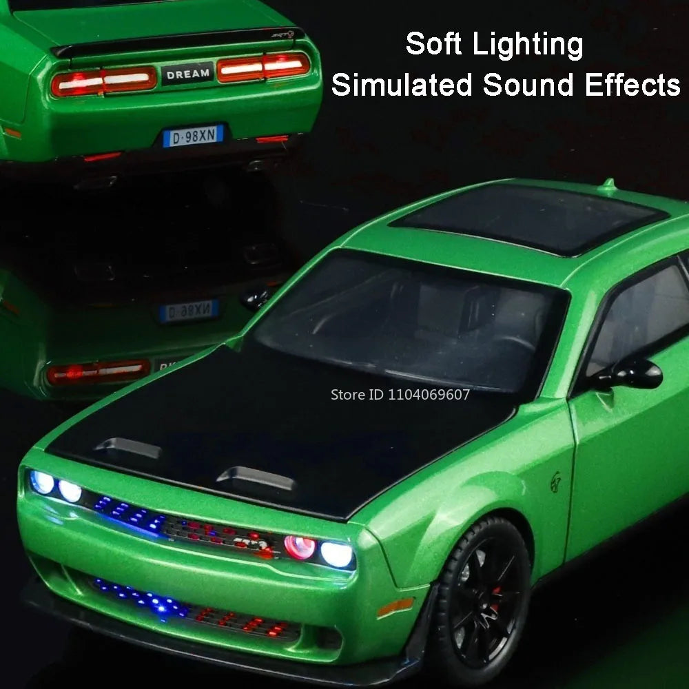 1:24 Hellcat Viper Miniature Sports Car Alloy Diecast Model Toys Front Wheel Steering Sound Light Pull Back Vehices Collectibles