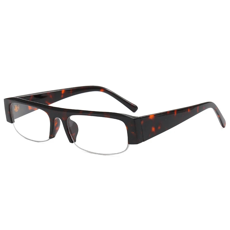 JNPCXI Vintage Small Rectangle Sunglasses Women Shades UV400 Fashion Clear Lens Men Half Frame Eyewear
