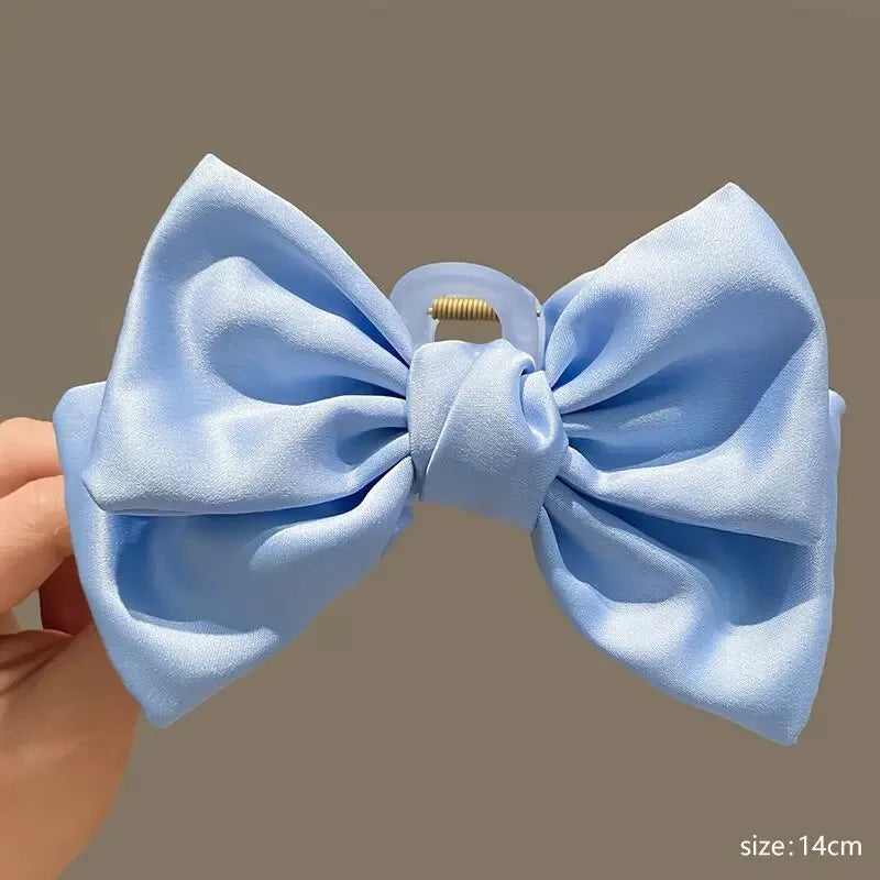 Cream Large Bow Hair Clip Claw for Women Korean Style Elegant Shark Clip Fashion Girls Hair Clamp