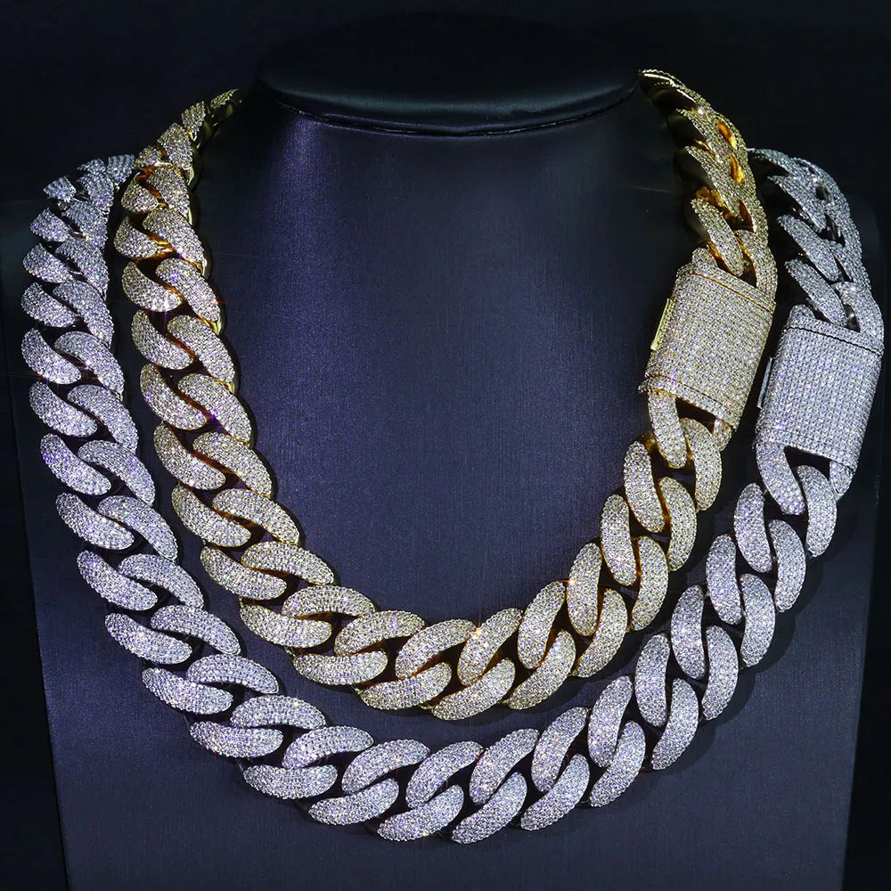 Men's Bling Zircon Cuban Link Chain Iced out, 20mm Width Bubble Cuban Necklace