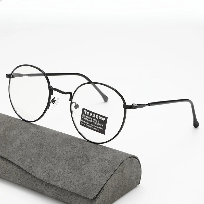 Retro anti blue light radiation gray glasses for men and women, Korean version, trendy photochromic glasses