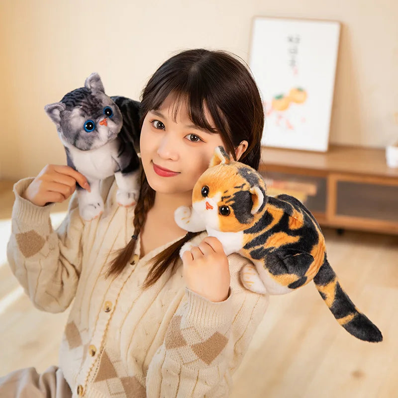 Big Face Garfield Cat Doll Simulated Animal Plushie Stuffed Like Real Striped Three Colors Plush Little Kitten Peluche Kids Gift