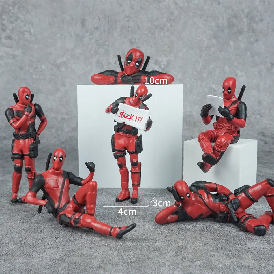 6 Desk Decoration Deadpool Car Home Office 8cm X-MAN Funny Cute Figure Model Toy