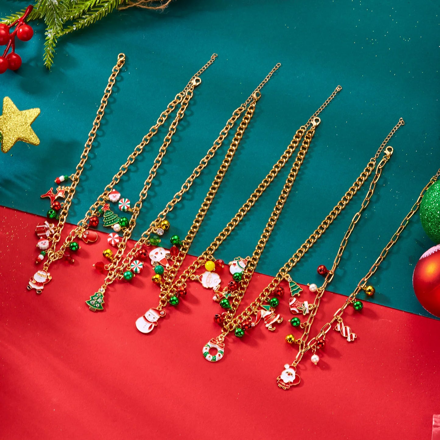 Fashion Santa Claus Snowman Christmas Tree Snowflake Pendant Necklace For Women Gold Color Metal Chain Choker Jewelry Xmas Gifts