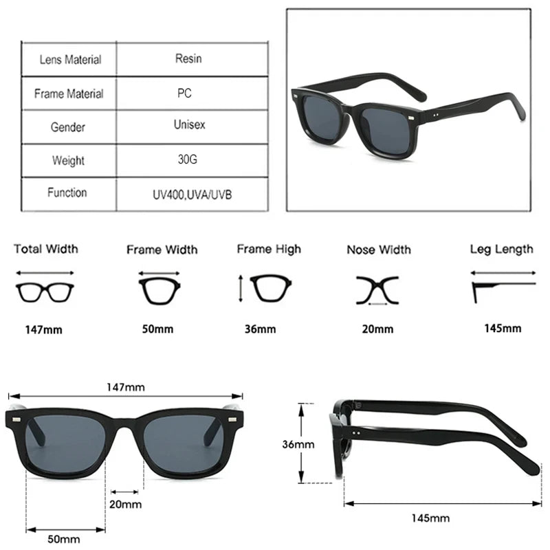 JNPCXI New Retro Square Women Rivets Sunglasses Fashion Blue Shades UV400