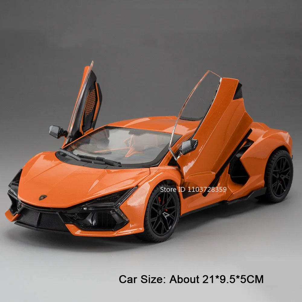 1:24 Scale Tourbillon Revuelto Diecast Model Toys Cars Doors Opened Sound Light Pull Back Miniature Models Kids Birthday Present