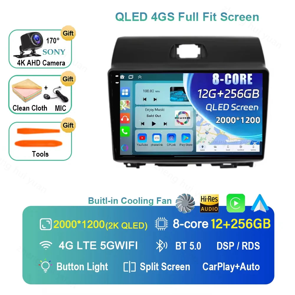 For Kia Ray 2011-2017 2K 12+256 QLED Android 15 CarPlay Car Radio Multimedia Video Player GPS stereo Head Unit 4G WIFI DSP RDS