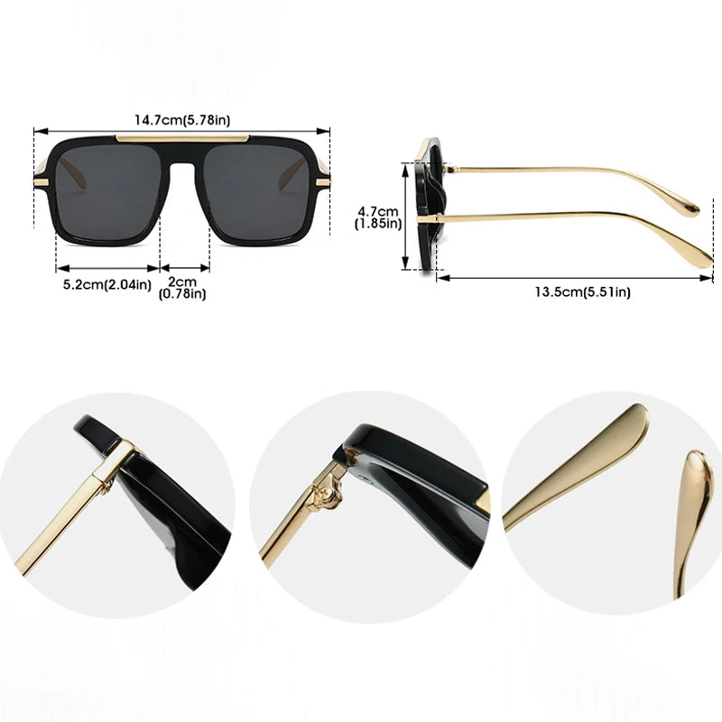 JNPCXI New Square Women Sunglasses Fashion Shades UV400 Retro Trending Leopard Green Gradient Men Sun Glasses