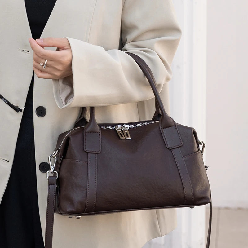 2026 New Women's Fashion Genuine Leather Handbag Female Large Capaci Luxury Designer Boston Totes Bag Shoulder Crossbody Bag