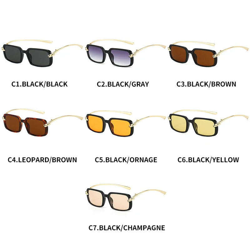 JNPCXI New Fashion Rectangle Sunglasses Women Clear Black Orange Trending Punk Shades UV400 Men Sun Glasses