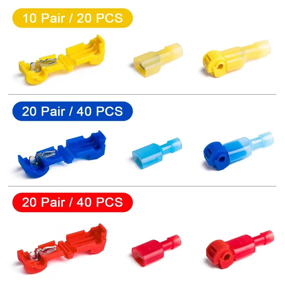 100pcs/50pairs T-Tap Wire Connectors, T Tap Electrical Connectors Quick Wire Splice Taps and Insulated Male Quick Disconnect