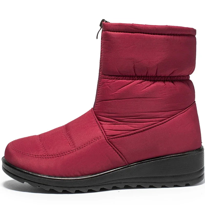2025 Winter Waterproof Snow Boots for Women Plus Size 35-44 Thick Short Plush Ankle Boots Woman Wedges Warm Cotton Padded Shoes
