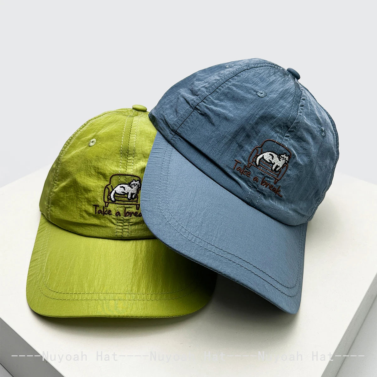 New Unisex Cartoon Embroidered Cat Letters Baseball Hats Sunshade Simple Breathable Quick Drying Peaked Caps Versatile Fashion