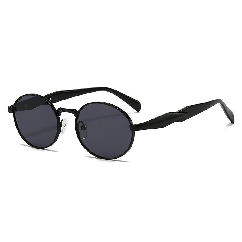 Retro Fashion Metal Round Frame Sunglasses Unisex Street Snap Slimming Large Face Women's Men's Popular Sun Glasses