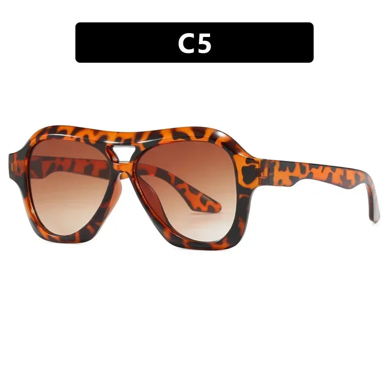 JNPCXI Fashion Oversized Double Bridges Pilot Sunglasses Women Retro Jelly Color Shades UV400 Men Trending Punk Sun Glasses