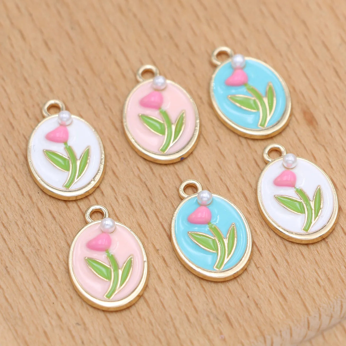 6Pcs Gold Plated Tulip Flower Charm Pendant Jewelry Making Earrings Bracelet Necklace DIY Accessories Craft