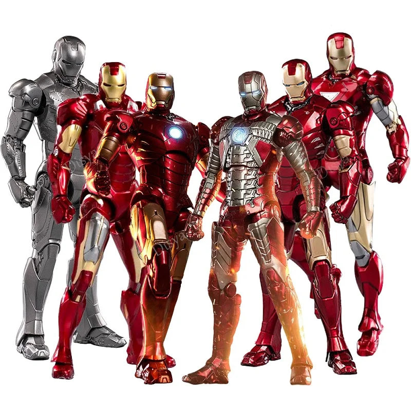 ZD Toys LED Light Iron Man MK1 MK2 MK3 MK4 MK5 MK7 MK43 MK50, 7" Action Figures