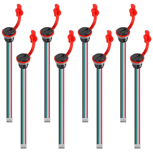 8pcs Type-C Chassis 4 Pin Type-C Socket Connector Waterproof Jack Female Charging Port 3A USB-C Charger Plug Socket 4pin