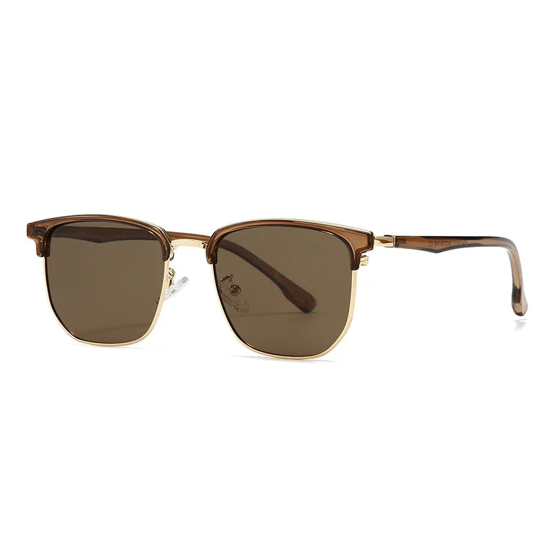 JNPCXI New Polarized Square Metal Men Luxury Sunglasses Fashion Gradient Women Shades UV400 Clear Lens Frame
