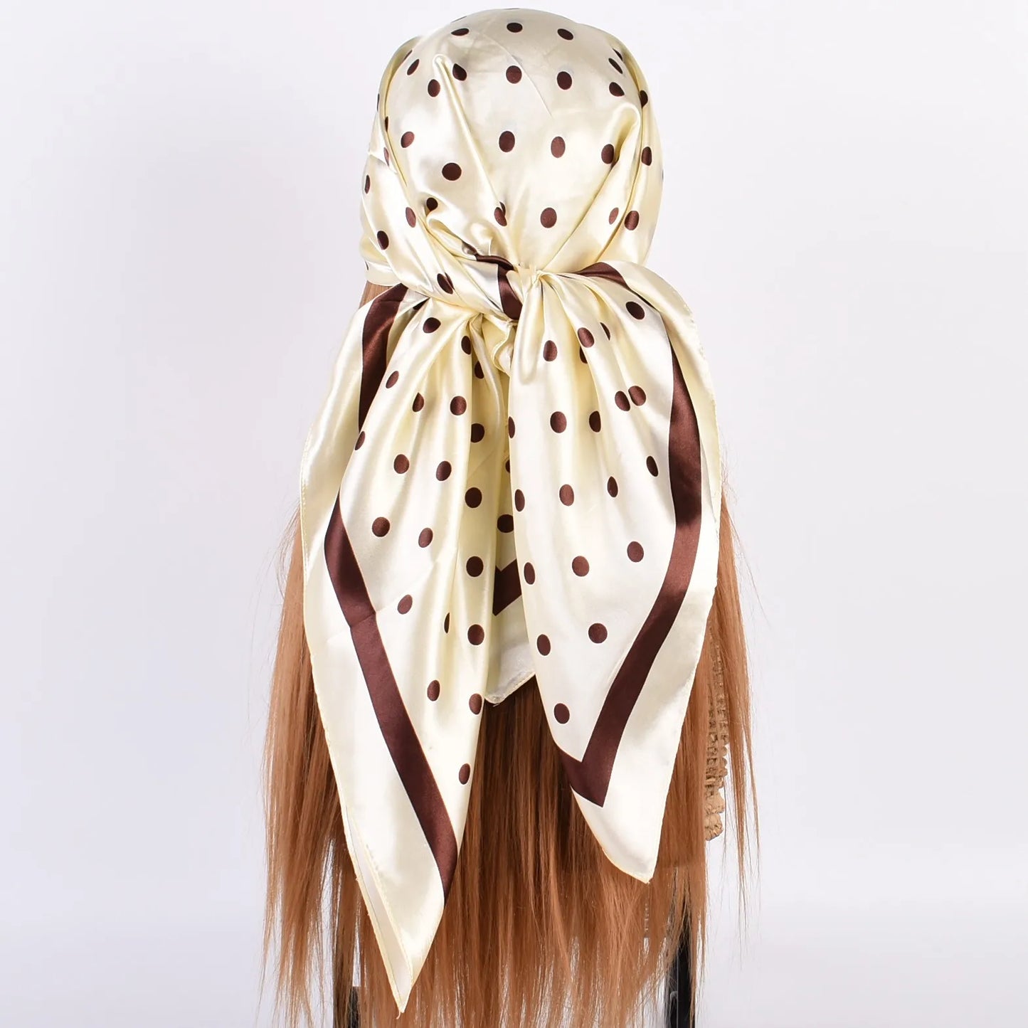 Summer new fashionable temperament wavelet dot 90CM large square scarf printed with fashionable square silk