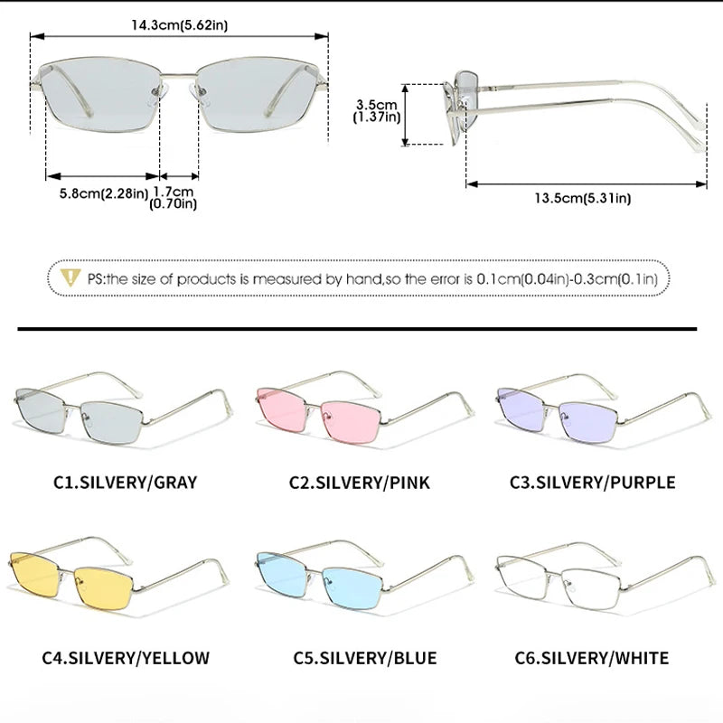 JNPCXI New Small Rectangle Retro Sunglasses Luxury Metal Designer Casual Shades Man Women's Fashion Sun Glasses