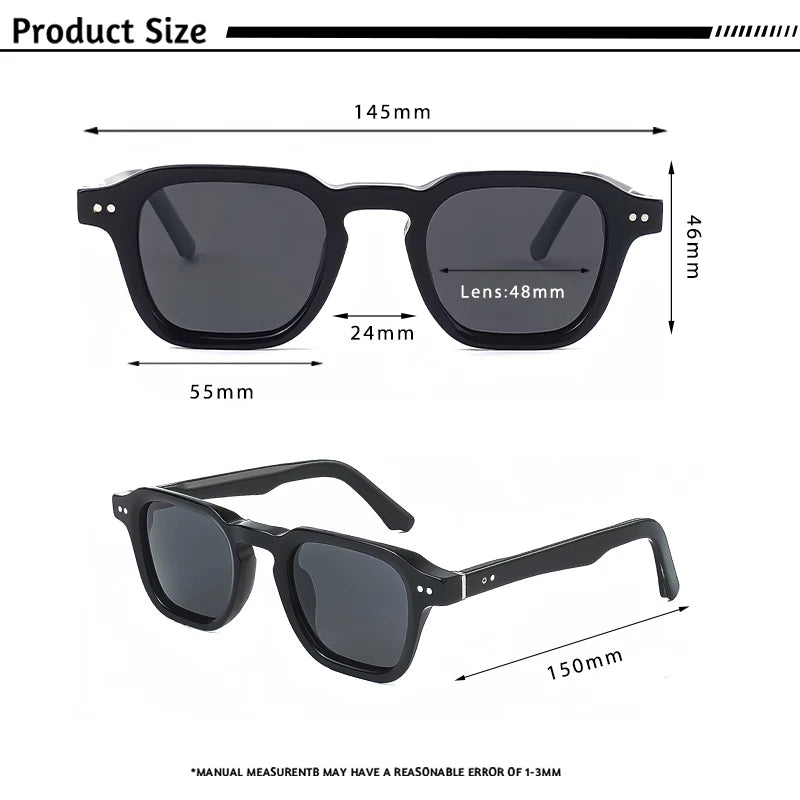CATERSIDE Square Acetate Polarized Sunglasses Men Retro Large Frame Women Sun Glasses Punk Outdoor Driving Travel Eyewear UV400