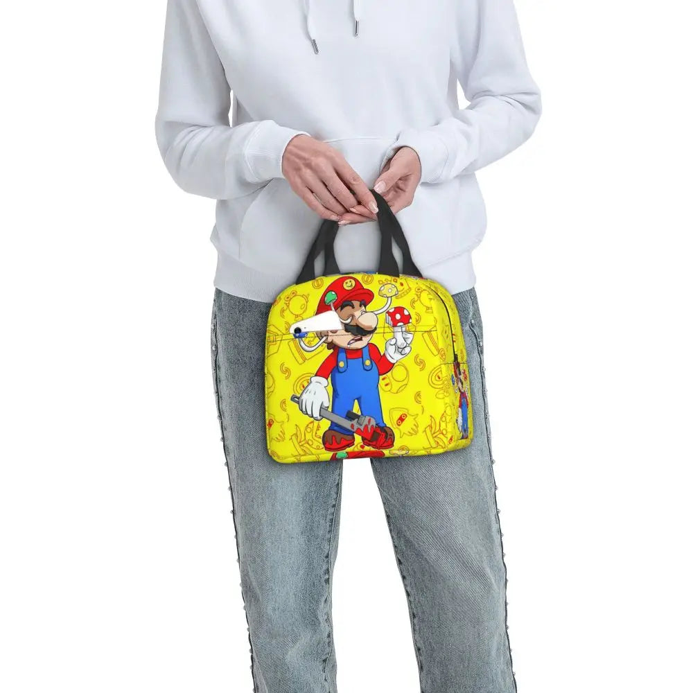 Custom Mario SuperBros Insulated Lunch Bag Reusable Thermal Cooler Lunch Box M19